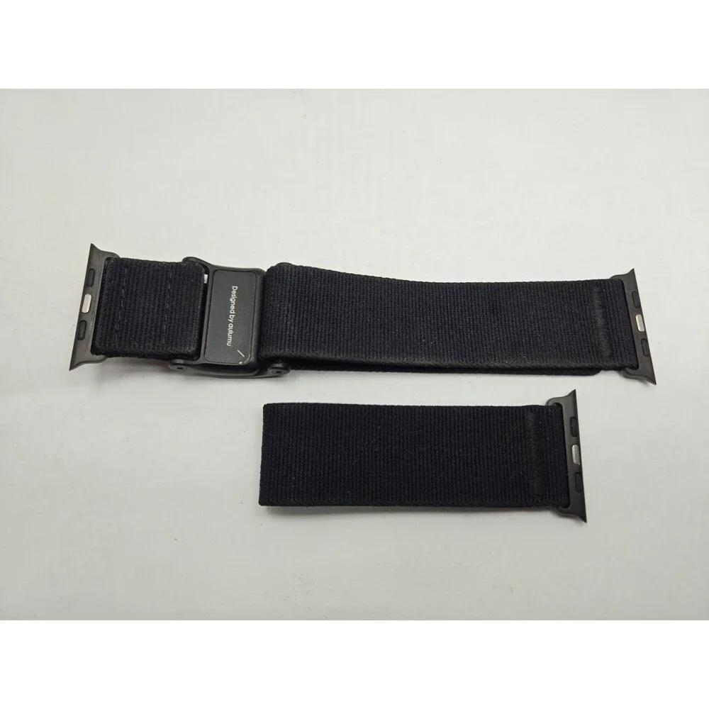 Aulumu A11 Mag Buckle Slim Band For Apple Watch Ultra 49mm Black Nylon Strap Set